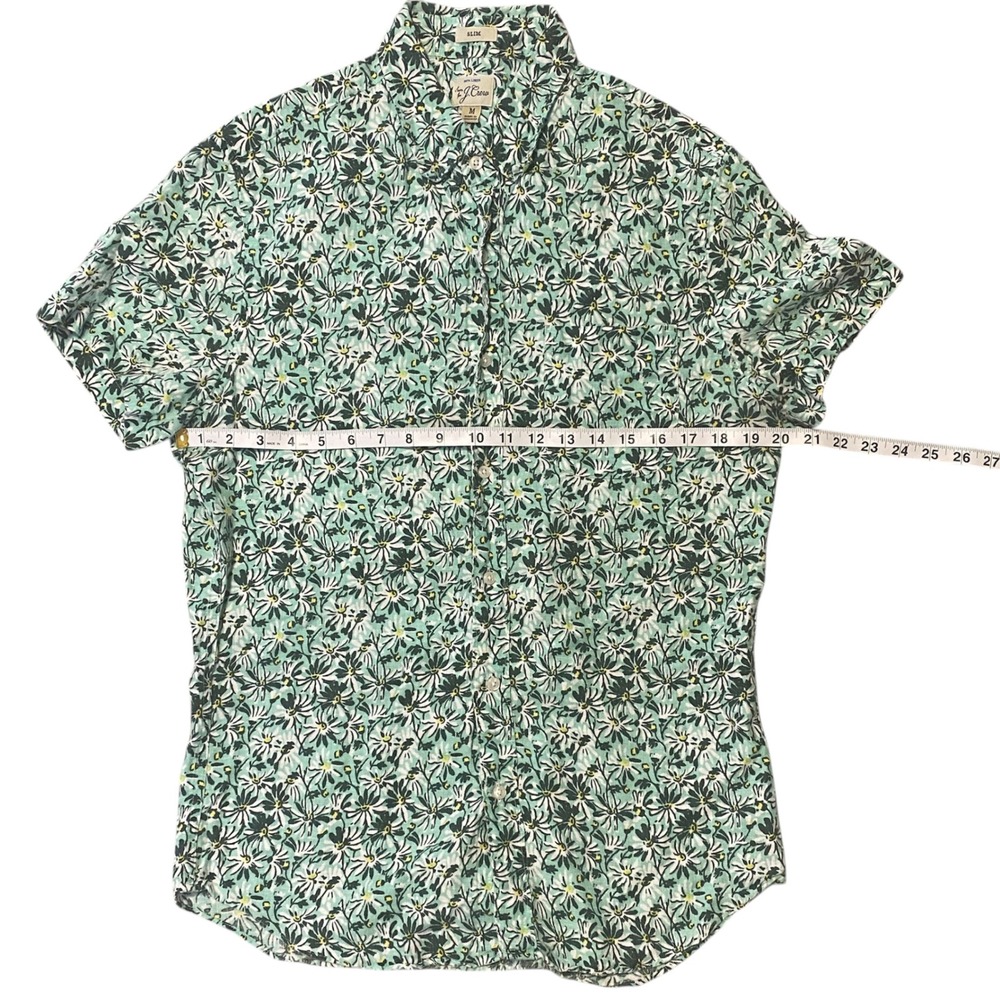 J.Crew Mens Slim Fit 100% Linen Daisy Floral Short Sleeve Button Down Shirt M - Picture 6 of 8